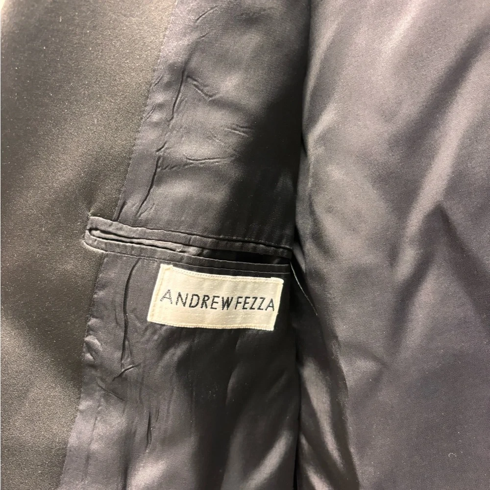 Andrew Fezza Men’s Black Suit Jacket – Super 80’s Worsted Wool (Size 40S)